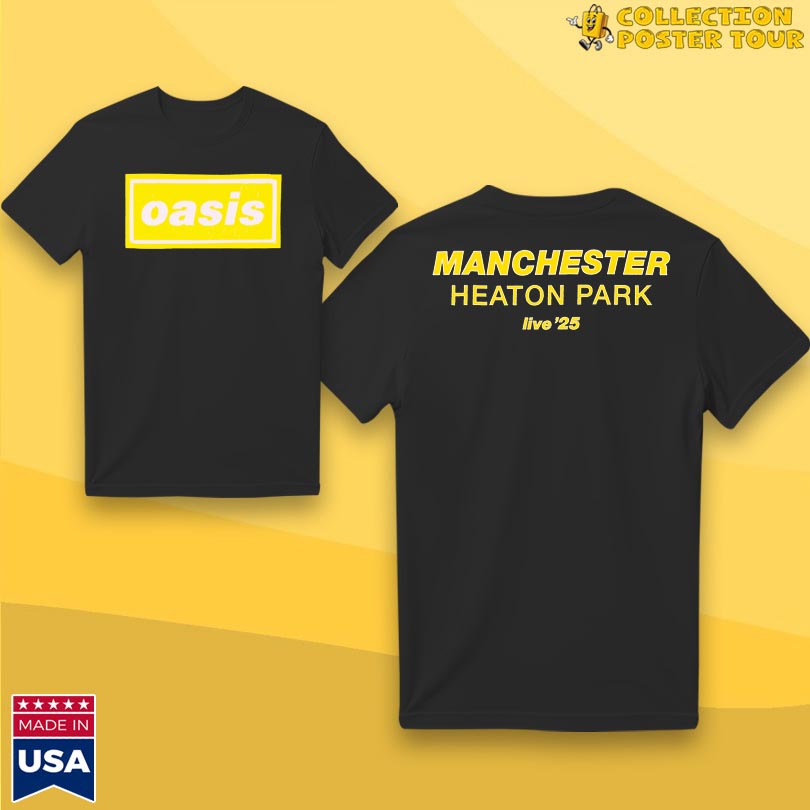 Oasis Live '25 Manchester Black T-Shirt - collectionpostertour